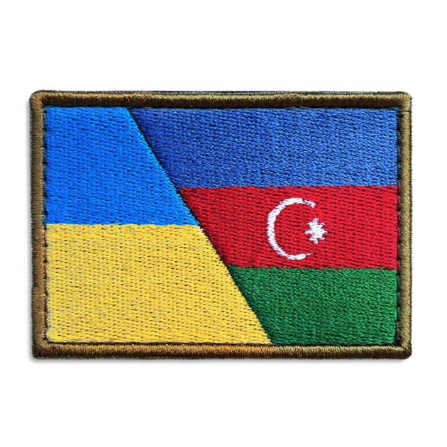 Шеврон нашивка на липучці прапор України та Азербайджану, вишитий патч 6х8 см - зображення 1