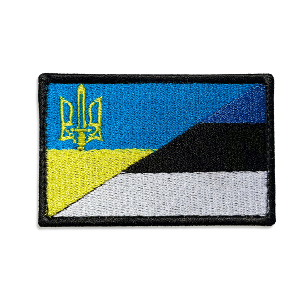 Шеврон нашивка на липучке флаг Украины и Эстонии, вышитый патч 5х8 см - изображение 1