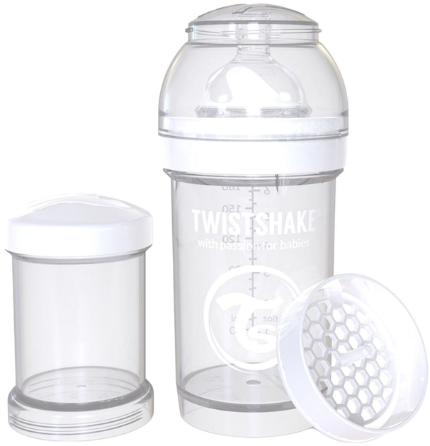 Butelka do karmienia antykolkowa Twistshake z silikonowym smoczkiem 180 ml biała (7350083120069) - obraz 1