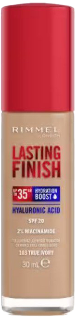 Тональна основа Rimmel Lasting Finish Hydration Boost 35 H 103 True Ivory 30 мл (3616304825064) - зображення 1