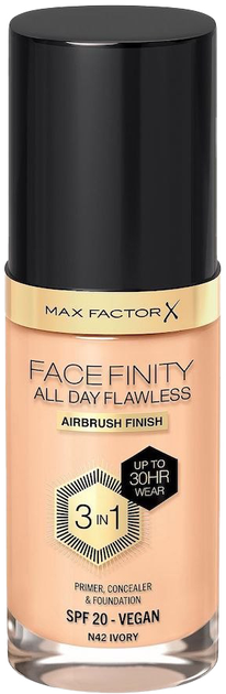 Podkład w płynie Max Factor Facefinity All Day Flawless 3 w 1 42 Ivory 30 ml (3616303999360) - obraz 1