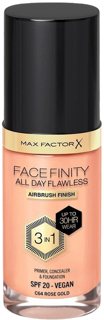 Podkład matujący Max Factor Facefinity All Day Flawless 3 w 1 C64 Rose Gold 30 ml (3616303999438) - obraz 1