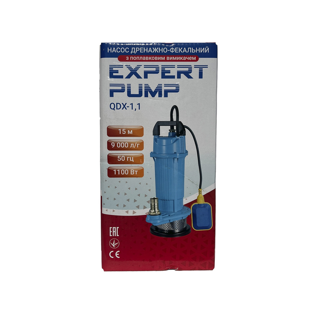 Насос дренажний EXPERT PUMP QDX 1.1 для брудної води, відкачування септиків з поплавцем - зображення 6