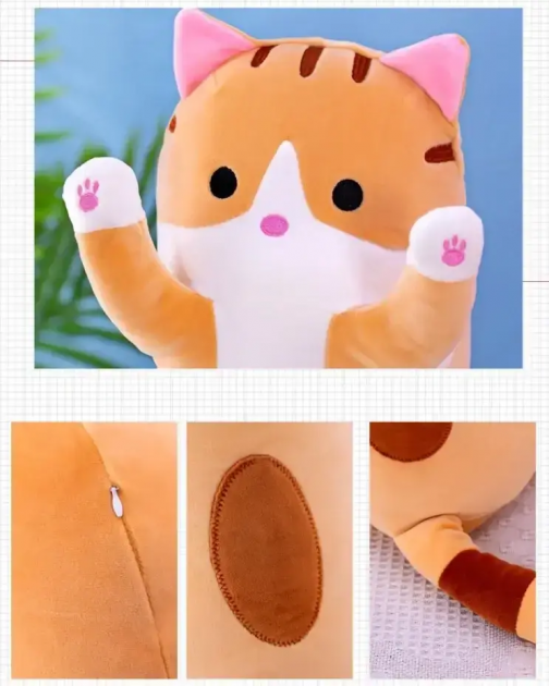 Мягка игрушка подушка Кот обнимашка батон 50 см Коричневый – игрушки с ...