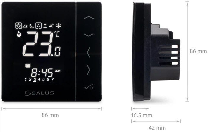 Термостат для теплої підлоги Salus Controls VS30B дротовий, монтаж в підрозетник 230V 615132930 - зображення 3