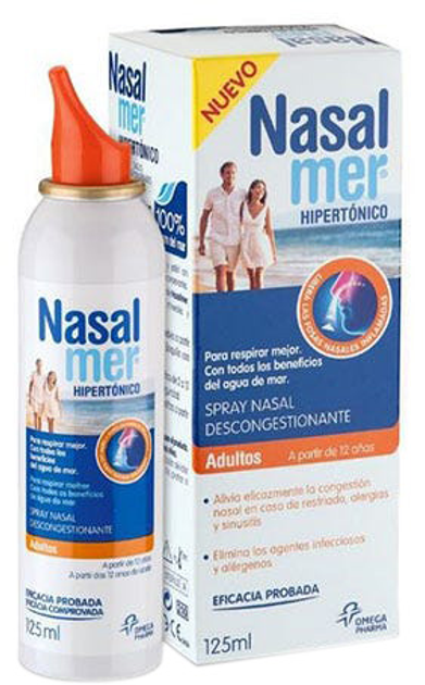 Назальний спрей для дорослих Omega Pharma Nasalmer Adult Hypertonic Nasal Spray 125 мл (8470002653320) - зображення 1