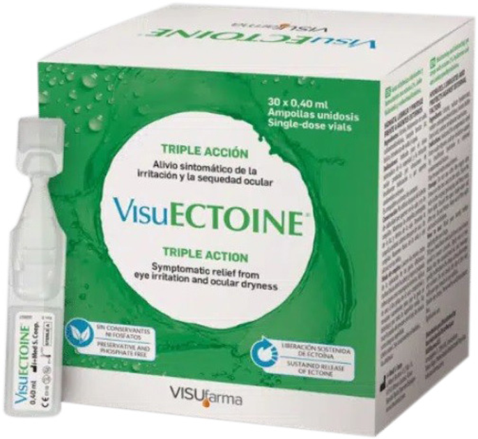 Капли для глаз Vitaflor Visufarma Visuectoina Triple Action 30 Single Dose (5060361081402) - изображение 2