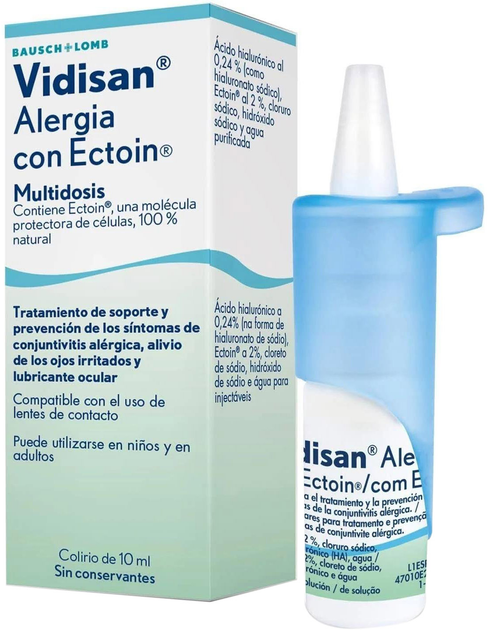 Капли для глаз Vidisan Allergy With Ectoin 10 мл (8470001834157) - изображение 1