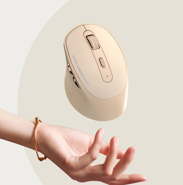 Акумуляторна безпровідна мишка Duohao M6 Бежева (Bluetooth 4.0/5.1 + 2,4 Гц) - зображення 5