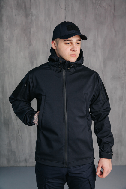 Куртка чоловіча тактична Soft Shell демісезонна ДСНС Водонепроникна ТЕМНО СИНІЙ XL - зображення 1
