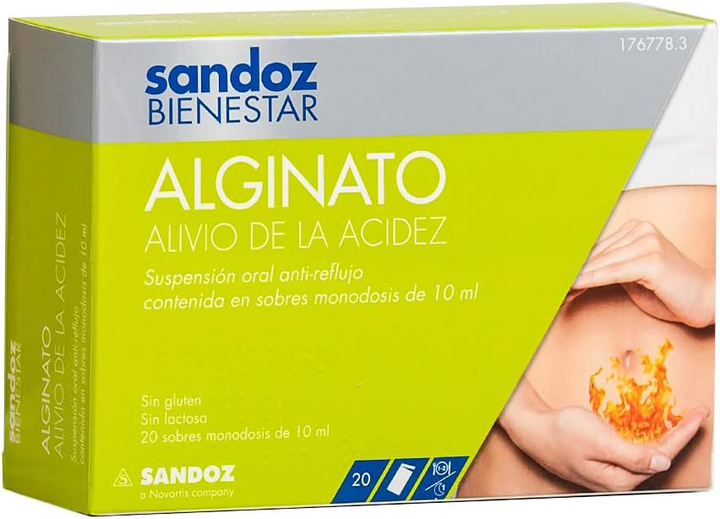 Suplement diety Sandoz Alginato 20 saszetek (8470001767783) - obraz 1