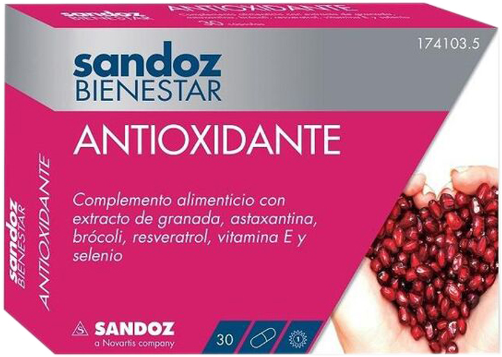 Дієтична добавка Sandoz Bienestar Antioxidante 30 капсул (8470001741035) - зображення 1