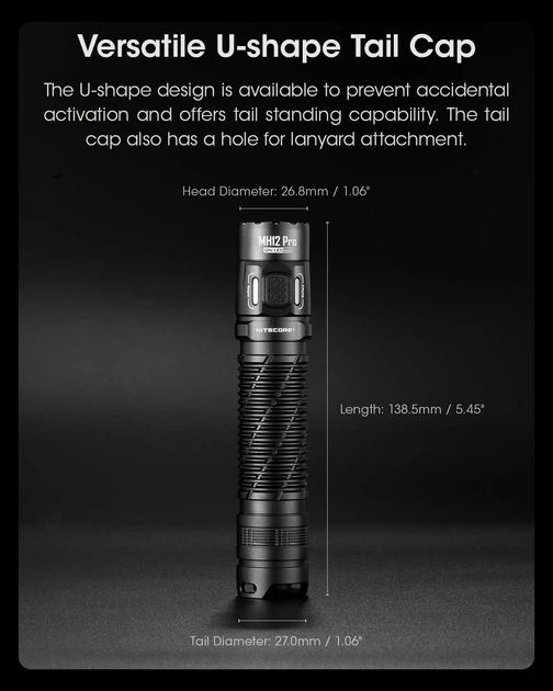 Мощный дальнобойный ручной фонарь Nitecore MH12 Pro (UHi 40 LED, 3300 Люмен, 5300мАч, 505м) - изображение 10
