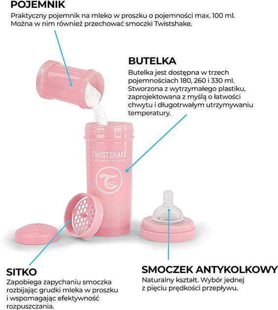Пляшка для годування антиколікова Twistshake із силіконовою соскою 260 мл сіра (7350083122605) - зображення 4