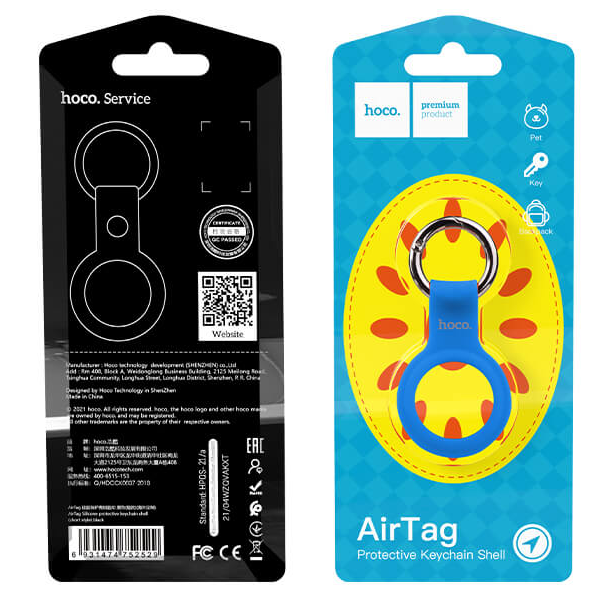 Чехол-брелок для Apple AirTag Hoco Silicone protective keychain shell short style blue - изображение 2