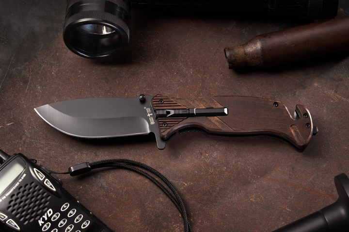 Нож выживания складной, со стеклобоем, стропорезом, огнивом и свистком GW25560 - изображение 1