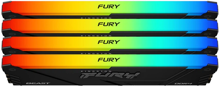 Pamięć RAM Kingston Fury DDR4-3200 65536MB PC4-25600 (Kit of 4x16384) Beast RGB 2Rx8 Black (KF432C16BB12AK4/64) - obraz 2