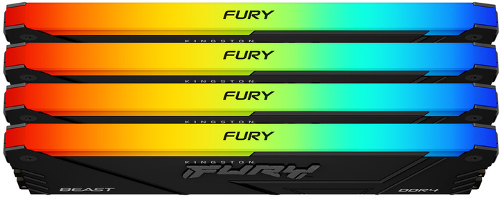 Оперативная память Kingston Fury DDR4-3600 32768MB PC4-28800 (Kit of 4x8192) Beast RGB 1Rx8 Black (KF436C17BB2AK4/32) - изображение 2