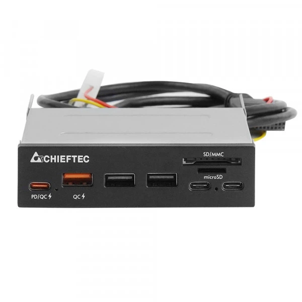 Кардрідер внутрішній Chieftec CRD-908H 2xUSB3.2 2xType-C 1xPD3.0 1xQC3.0 USB 3.5" чорний - зображення 5