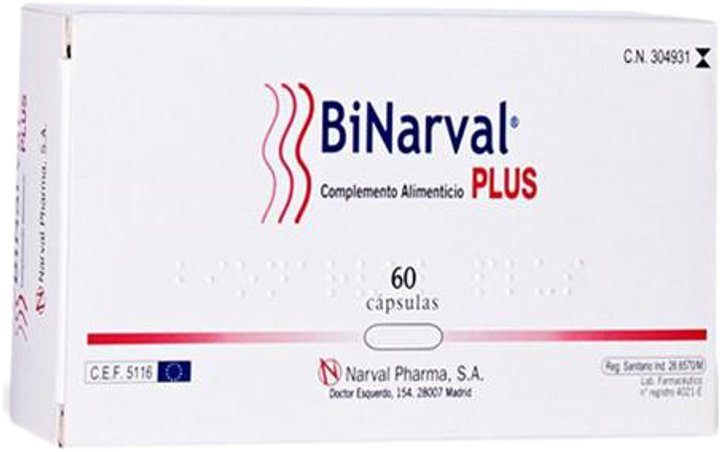 Suplement diety Narval Pharma Binarval Plus 760 mg 60 kapsułek (8470013049310) - obraz 1