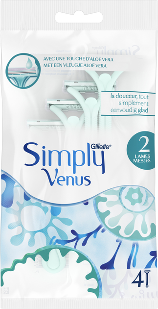 Одноразові станки для гоління (Бритви) жіночі Venus Simply 2 4 шт (8700216143714) - зображення 2