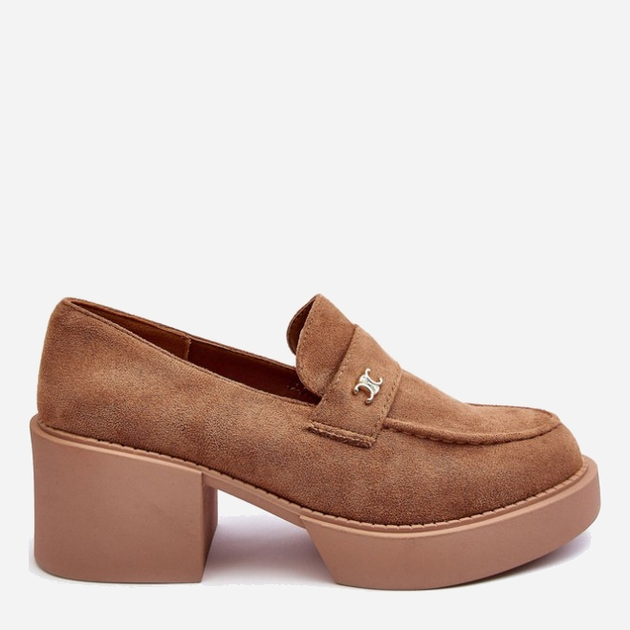 Loafersy damskie na obcasie Afnira 39 Ciemnobeżowe (5905677934359) - obraz 1