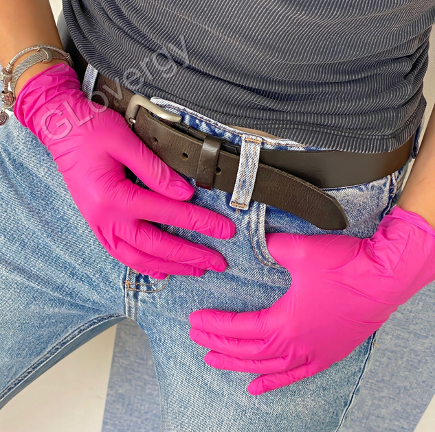 Перчатки нитриловые Medicom SafeTouch Advanced Magenta размер S ярко розового цвета 100 шт - изображение 2