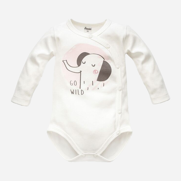 Дитячий боді-комбінезон Pinokio Wild Animals Buttoned Longsleeve Bodysuit 56 см Білий/Рожевий (5901033250750) - зображення 1