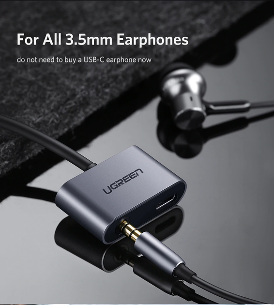 Адаптер AUDIO перехідник 2в1 Ugreen CM193 USB Type-C mini Jack 3.5mm Чорний (70606) - зображення 3