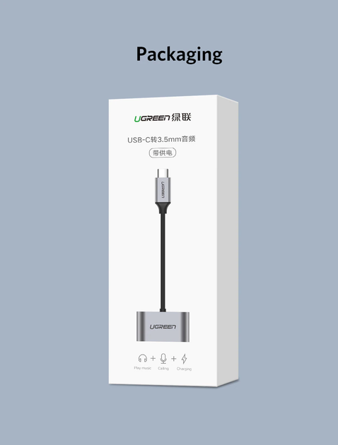 Адаптер AUDIO перехідник 2в1 Ugreen CM193 USB Type-C mini Jack 3.5mm Чорний (70606) - зображення 11