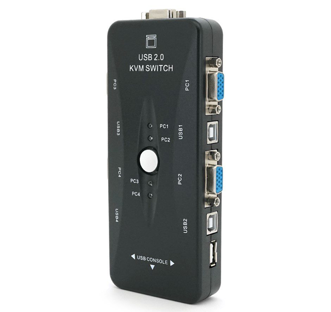 KVM VGA свитч 4-портовий Voltronic KVM4SWITCH, перемикач USB, VGA ...