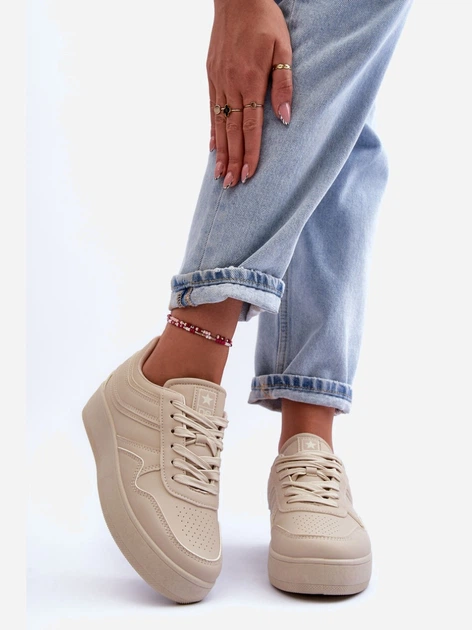 Жіночі снікери Pudina 36 Бежеві (5905677888089) - зображення 3