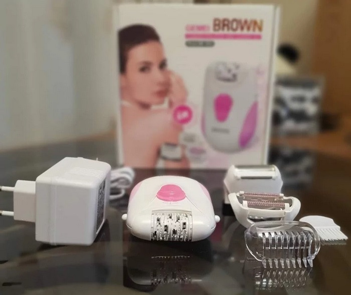 Эпилятор женский Gemei Brown BR-3026 3в1 (2 скорости, 2 насадки, гребень) - изображение 3
