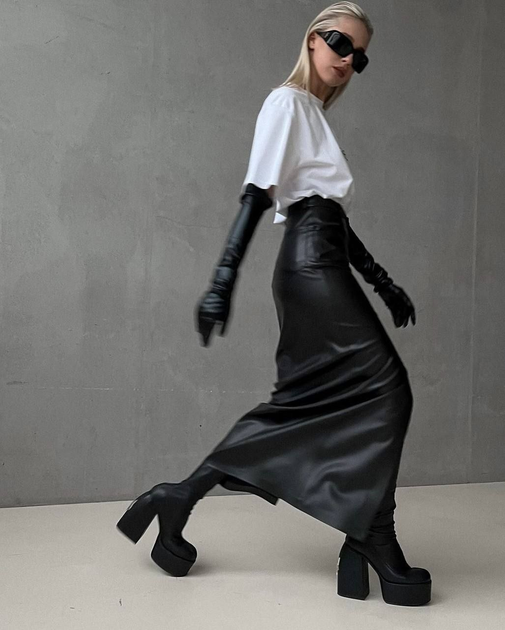 Классическая юбка 066io кожаная черная 44-46 от продавца: Zvezdochka ...