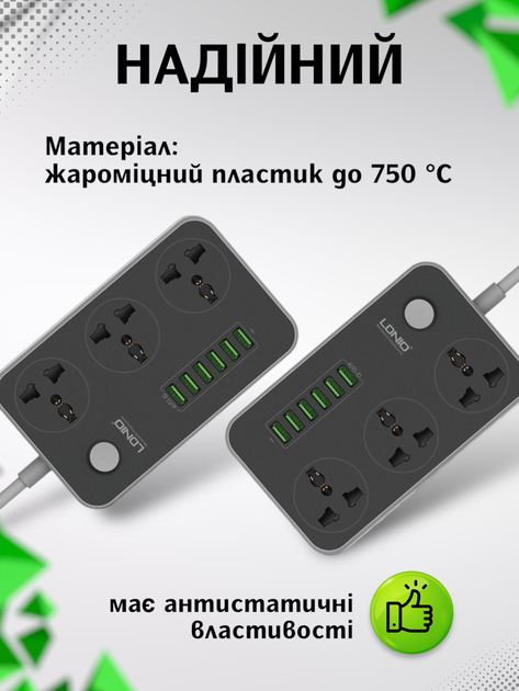 Подовжувач переноска розетка з usb мережевий фільтр електричний з юсб ...