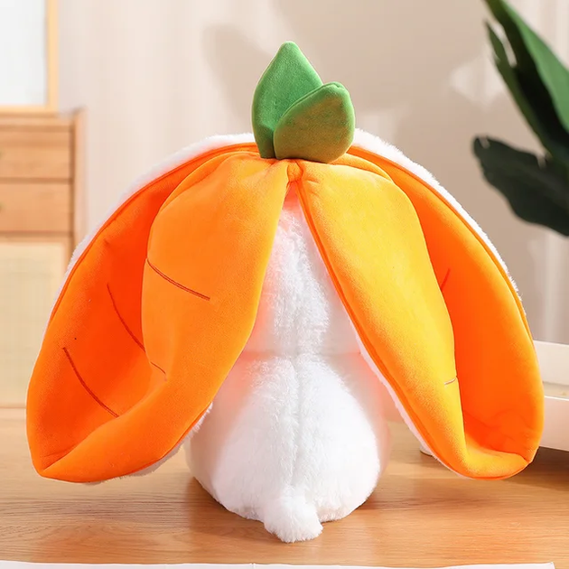 М'яка іграшка трансформер Кролик МОРКВА 30 см. зайчик у моркві Masyasha, білий з помаранчевим К-202 - зображення 5