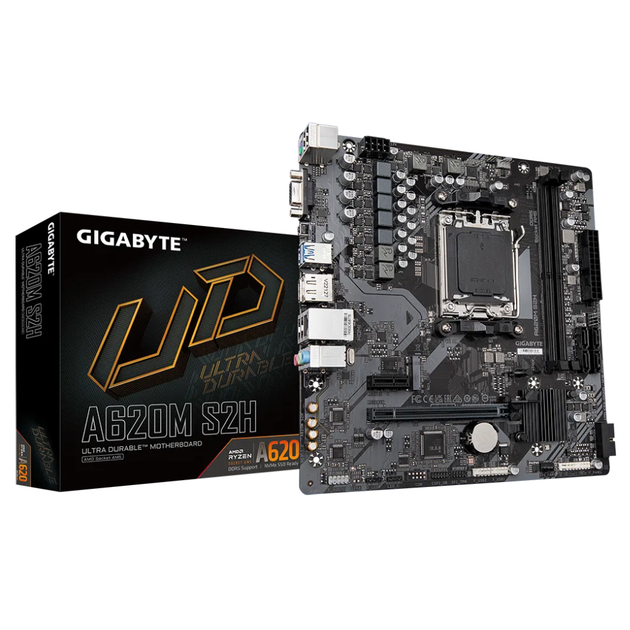 Материнська плата Gigabyte A620M S2H Socket AM5/AMD/Micro-ATX/1хHDMI/1хDisplayPort - Фото 4 Материнська плата Gigabyte A620M S2H Socket AM5/AMD/Micro-ATX/1хHDMI/1хDisplayPort - зображення 4