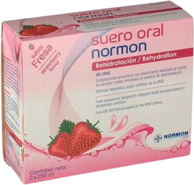 Naturalny suplement Laboratorium. Normon Suero Oral Normon Fresa 2 x 250 ml (8435232311907) - obraz 1