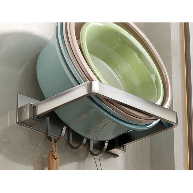 Полка Nest Sunny Полка прямая откидная Графит с крючками 28,3*22*10,5 арт 37080 - изображение 3