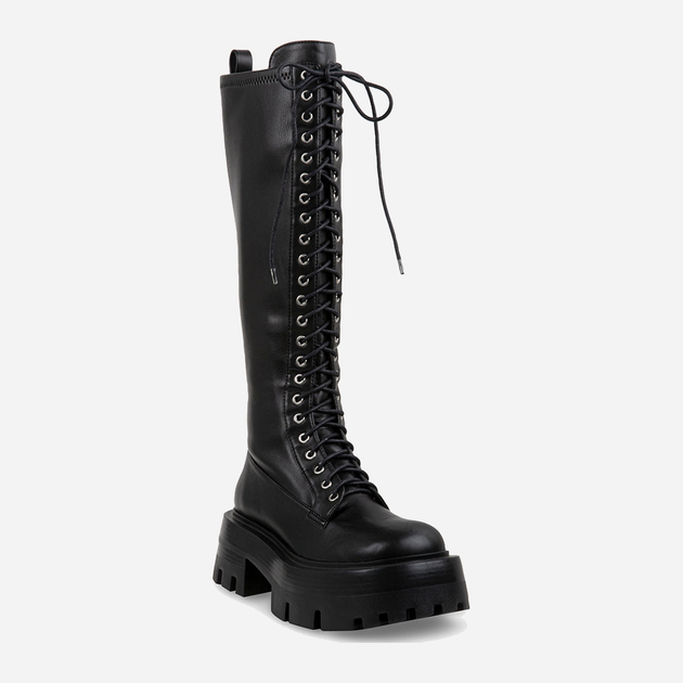 Kozaki damskie skórzane na grubej podeszwie sznurowane Steve Madden Hariet Boot SM11002722-001 41 26.2 cm Czarne (8720857171402) - obraz 2