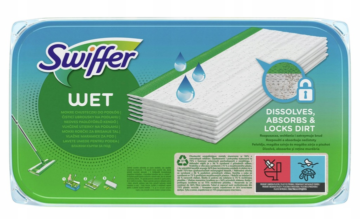 Запасні серветки для підлоги Swiffer Wet 10 шт (8006540308257) - зображення 1