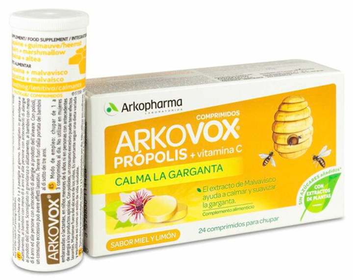 Suplement diety Arkopharma Arkovox Propolis + Vitamin C 24 tabletek (3578830114428) - obraz 1