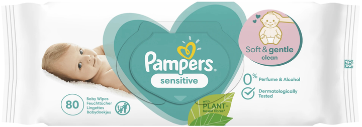 Zestaw Chusteczki nawilżane Pampers Sensitive Baby Wipes 15 x 80 szt (8001841063188) - obraz 3