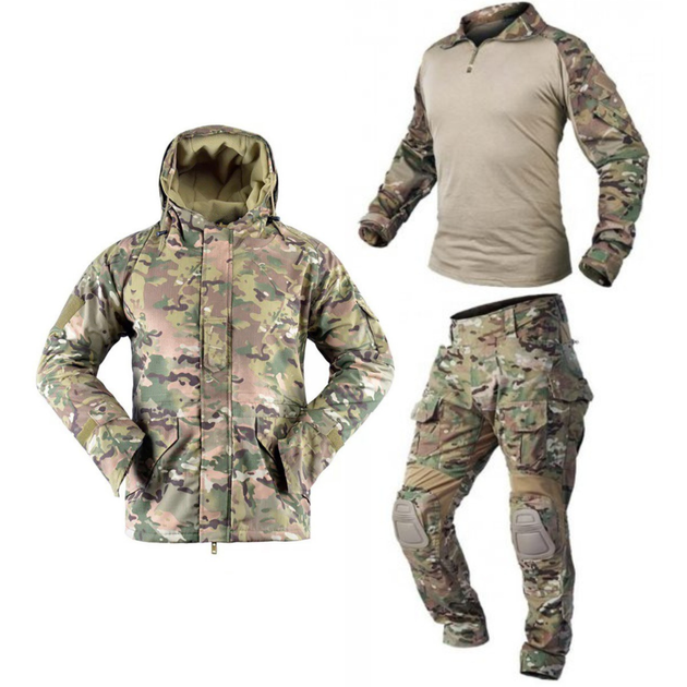 Тактичний військовий костюм HAN WILD G3 Multicam Куртка флісова Soft Shell Убакс та Штани із захистом колін М Multicam HWM0026800 - зображення 1