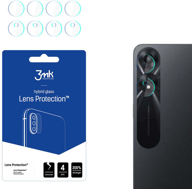 Комплект захисного скла 3MK Lens Protection для камери Oppo A78 5G 4 шт (5903108518918) - зображення 1