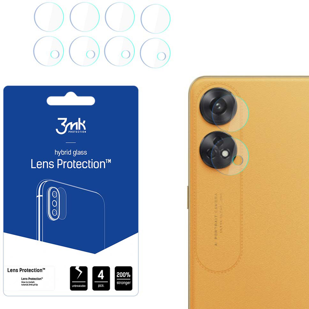 Комплект захисного скла 3MK Lens Protection для камери Oppo Reno 8T 4G 4 шт (5903108514491) - зображення 1