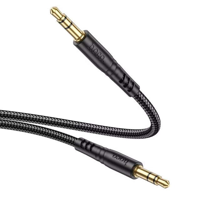 Аудіокабель HOCO UPA24 3.5mm male to 3.5mm male, nylon braid, 1m, Black 6931474789136 - зображення 4