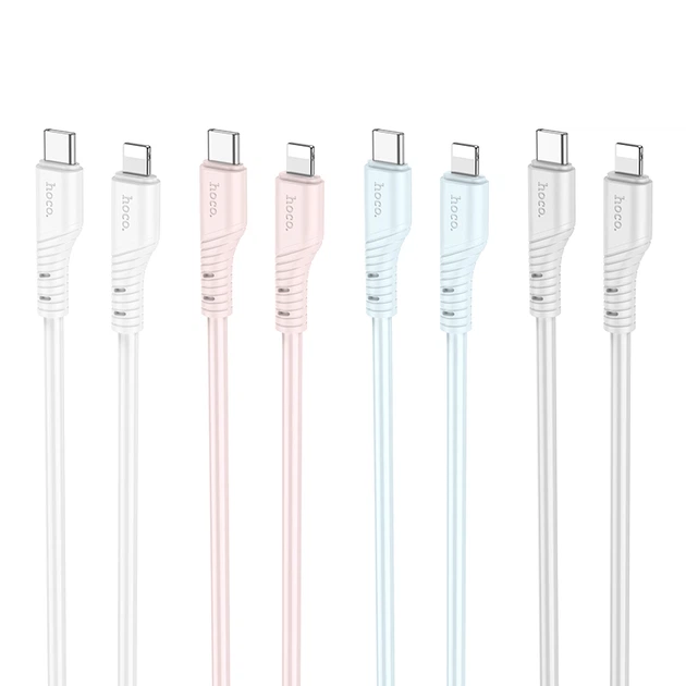 Кабель HOCO X97 Crystal color PD silicone charging data cable iP light gray (6931474799777) - изображение 3