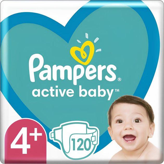 Pieluchy Pampers Active Baby Rozmiar 4+ (10-15 kg) 120 szt (8001090951694) - obraz 1