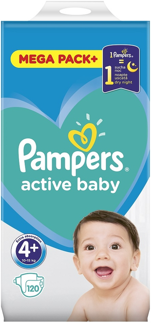 Pieluchy Pampers Active Baby Rozmiar 4+ (10-15 kg) 120 szt (8001090951694) - obraz 2